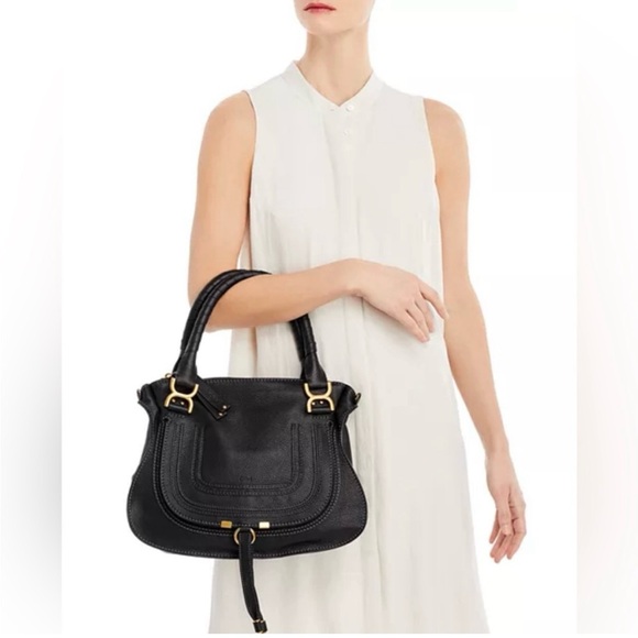 Chloé Marcie Leather Satchel - Black - Picture 2 of 14